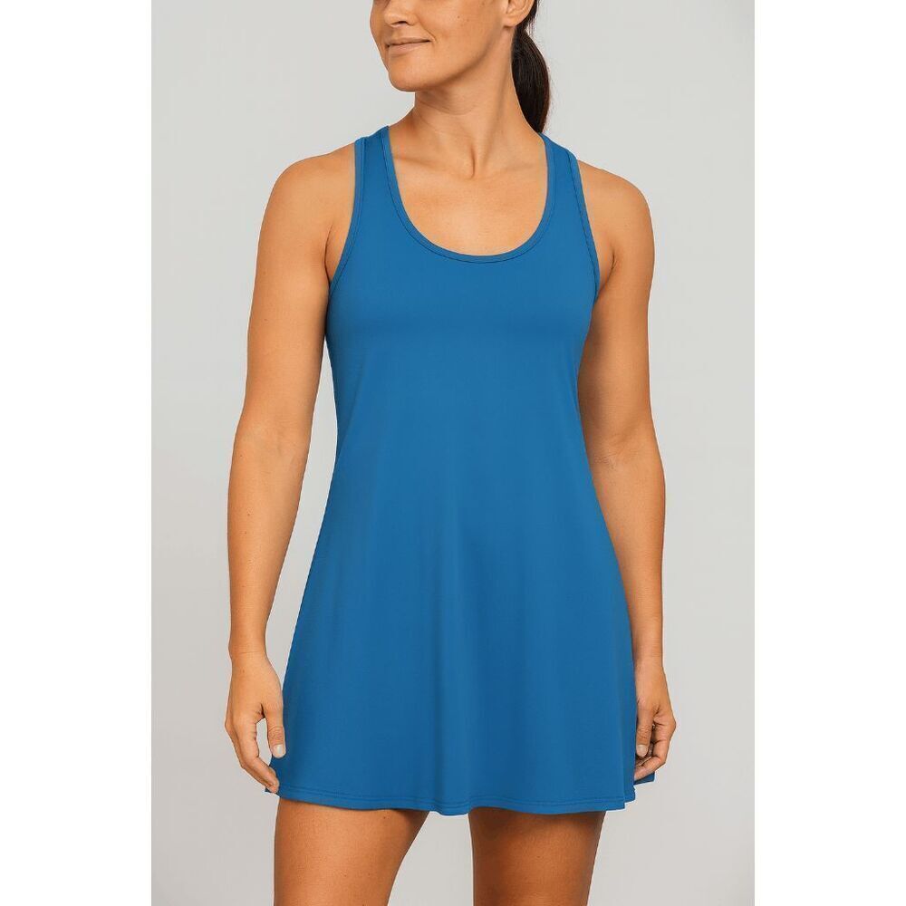 24/7 Comfort  Apparel Women's Blue Sleeveless Tunic Flared Tank Top M
